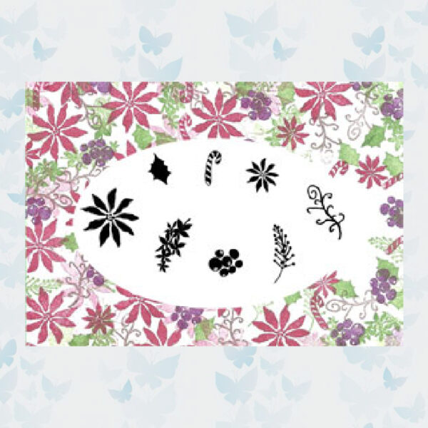 Majestix Clear Stamps Poinsettias and Peppermints MAPO-01