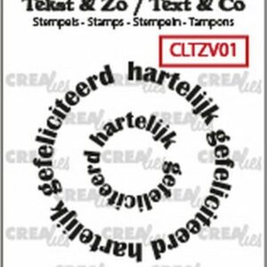 Crealies Clearstamp Tekst & Zo Rond: hartelijk gefeliciteerd CLTZV01