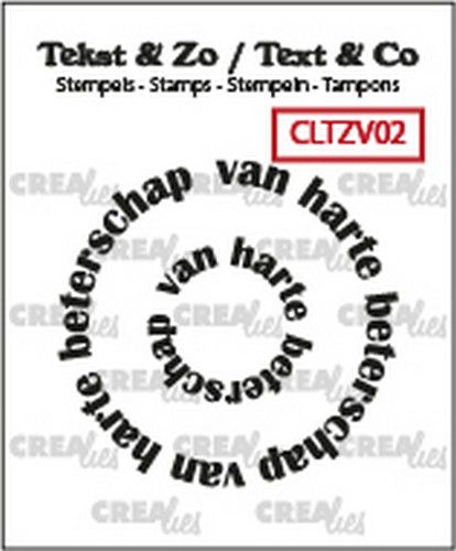 Crealies Clearstamp Tekst & Zo Rond: van harte beterschap CLTZV02
