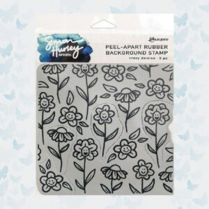 Ranger Cling Rubber Background Stamp 6x6 Crazy Daisies HUR75455 Simon Hurley
