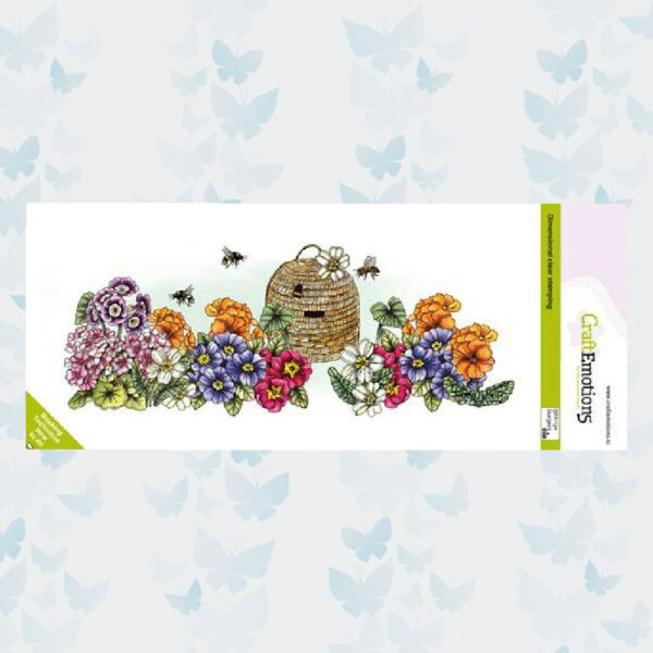 CraftEmotions Clear Stempel Slimline - Primula met bijenkorf 130501/4107