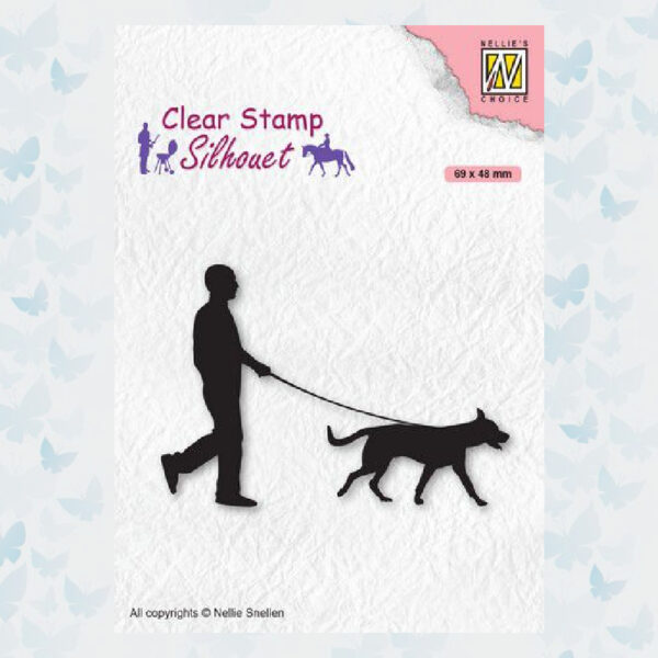 Nellies Choice Clearstempel - Silhouette Man met hond SIL070