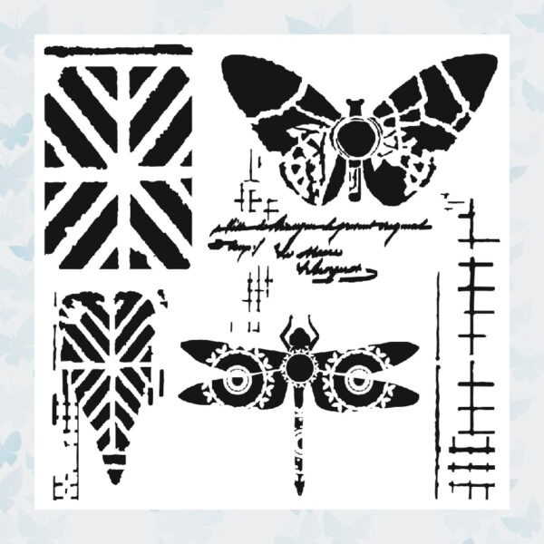 The Crafter's Workshop Dragonfly Collage Stencil 6x6 Inch (TCW949s)