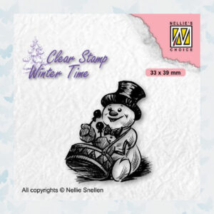Nellies Choice Clearstamp - Winter Time Sneeuwman met Drum WT007