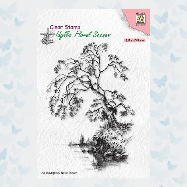 Nellies Choice clearstamp - Idyllic Floral - Boom aan het water IFS030