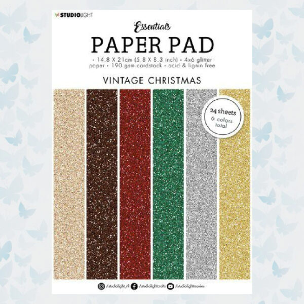 Studio Light Paper Pad Essentials Vintage Glitter Cardstock nr.50 SL-ES-PP50 (14,8x21cm)