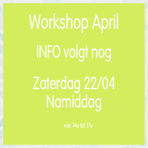 Live Workshop zaterdag 22 april NAMIDDAG