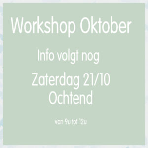 Live Workshop zaterdag 21 oktober OCHTEND