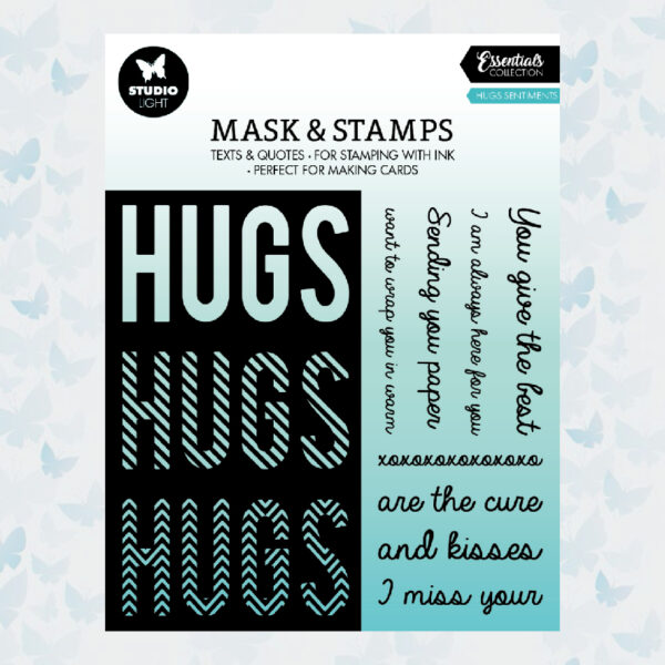 Studio Light Mask & Stamp Hugs Sentiments Essentials 9pc nr.04 SL-ES-MST04
