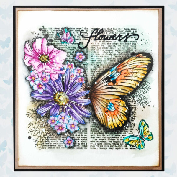 Studio Light Grunge Collection Clear Stamp nr.402 Floral Butterfly SL-GR-STAMP402