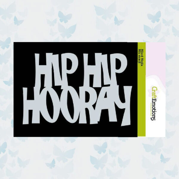 CraftEmotions Mask/Stencil A6 Party - Tekst HIP HIP HOORAY Carla Creaties 185070/0159