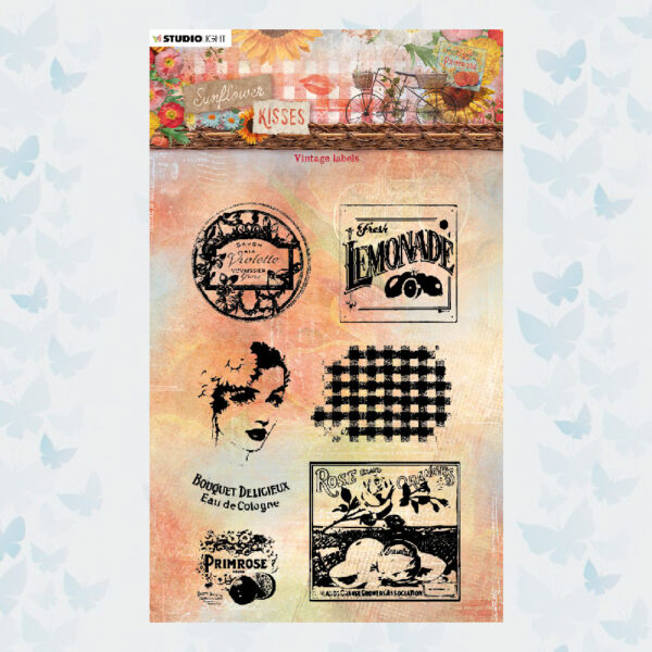 Studio Light Clear Stamp Sunflower Kisses nr.440 Vintage Labels SL-SK-STAMP440