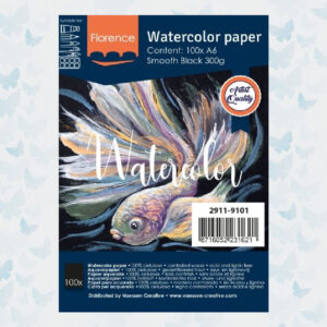 Florence Aquarelpapier A6 Glad Zwart 300gr/100vellen 2911-9101