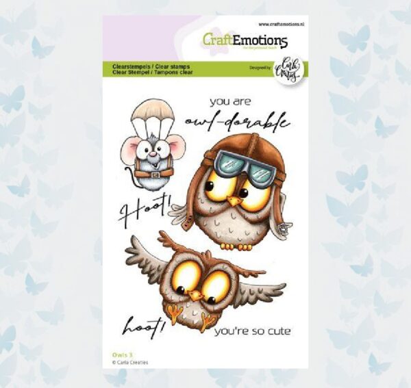 CraftEmotions Clearstamps A6 - Owls 3 Carla Creaties 130501/1580