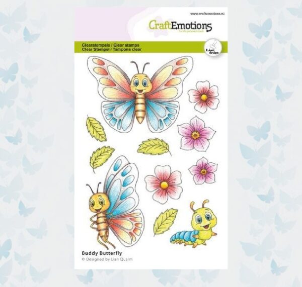 CraftEmotions Clearstamps A6 Buddy Vlinder by Lian Qualm 130501/2721