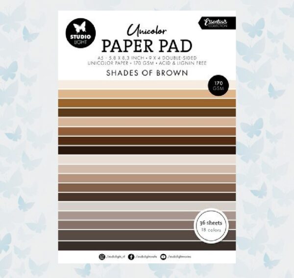 Studio Light Unicolor paper pad Shades of Brown Essentials nr.158 SL-ES-UPP158